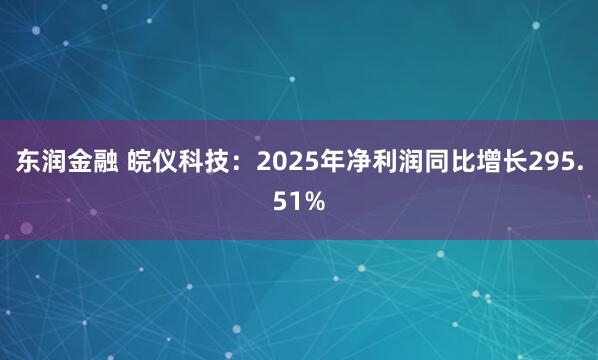 东润金融 皖仪科技：2025年净利润同比增长295.51%
