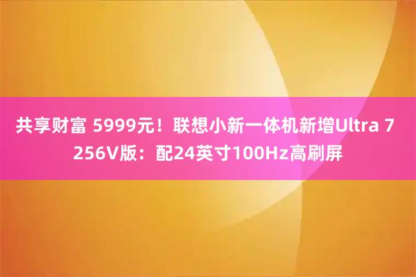 共享财富 5999元！联想小新一体机新增Ultra 7 256V版：配24英寸100Hz高刷屏